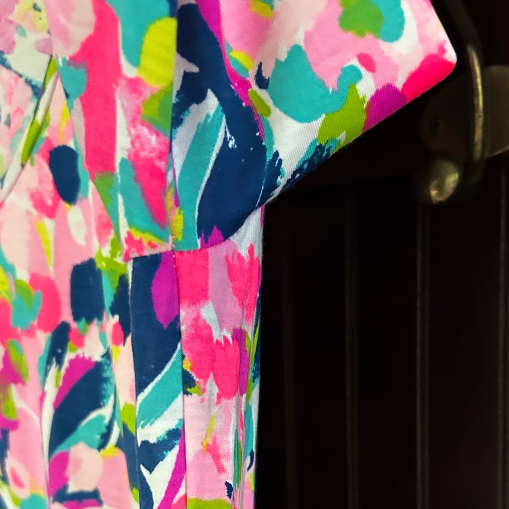 LILLY PULITZER Beacon Shift Dress Resort Beach Pima Cotton Pina Colada Club M - Picture 7 of 10